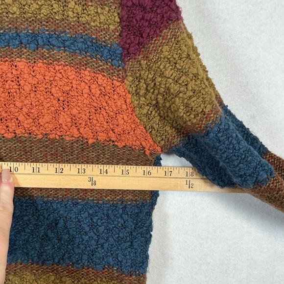 Vintage 70's Chego Deep Colorful Stripe Crochet Chunky Knit Cardigan Size S - Picture 5 of 6